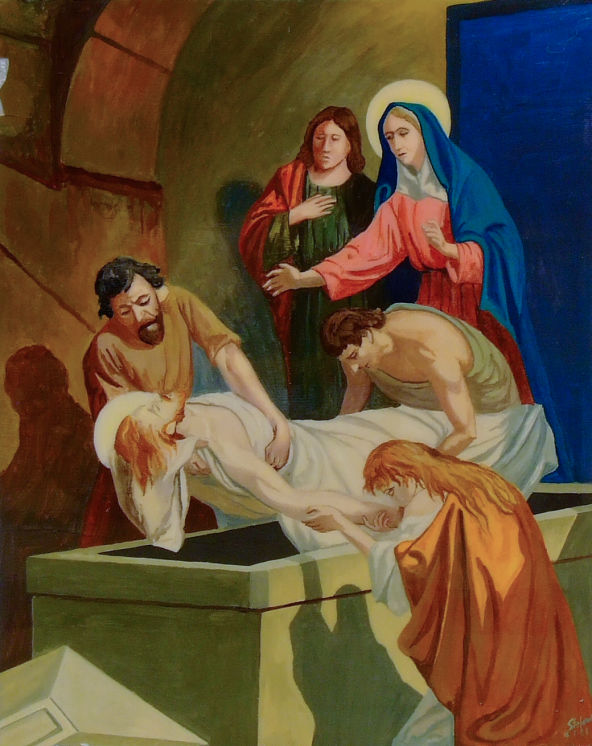 Il corpo di Gesù è deposto nel sepolcro
